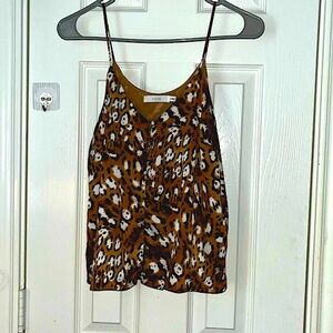 Lush brown animal print silk tank top